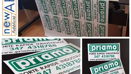 Etichette adesive verdi Priamo Porte Rapide Industriali stampate e tagliate al plotter