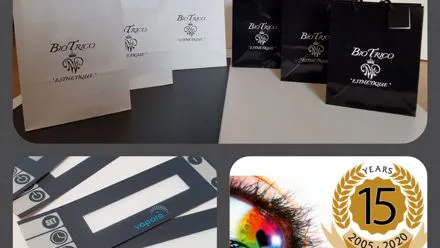 Borsette di carta, frontalini e display personalizzati con logo
